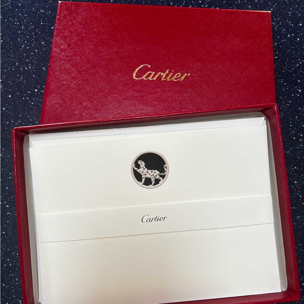 Cartier Iconic Panther Design Card and Envelope Set. 8 cards and envelopes.